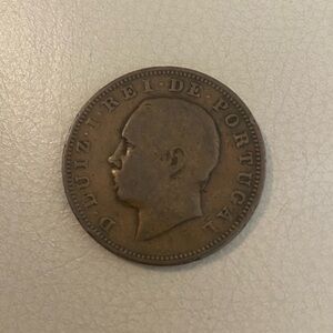 Antique 1883 Portuguese Bronze Coin